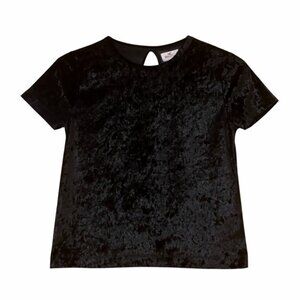 HOLLISTER Black Crushed Velvet Keyhole Back Tee - Size XS